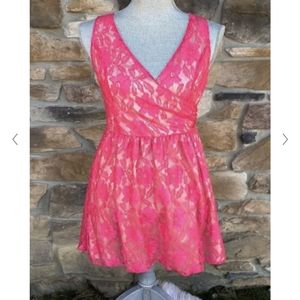 Mac & Jac Pink Lace Mini Dress